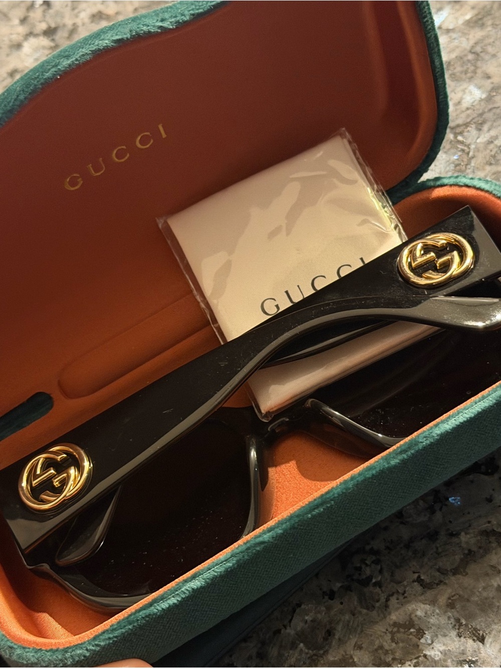 Gucci Black Sunglasses with Gold GG Accents